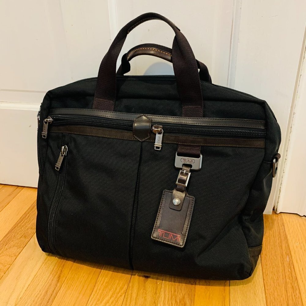 $525 Tumi Alpha Black Ballistic Nylon Briefcase